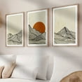 thumbnail image 4 of 3pcs, Mountain Wall Art Mountain Line Minimalist Wall Decor Sun Wall Japandi Wall Art Living Room Art No Frame, 4 of 5