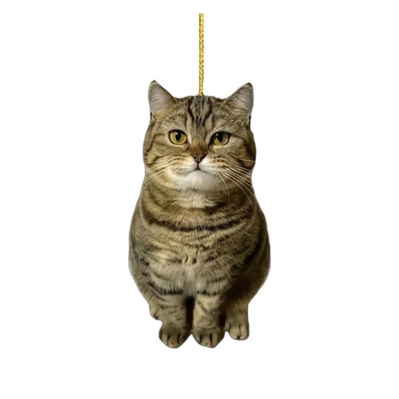 Cat Christmas Ornament - Realistic 2D Cats Ornaments for Christmas Tree Decor - Acrylic Lifelike Kitten Ornament Gifts for Cat Lovers Women & Men Pet Memorial Keepsake (3 Inch)