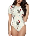 thumbnail image 1 of Saiise Motif Chien Carlin de Noël Grenouillère à Manches Courtes Col Rond Pyjama Extensible avec Fermeture à Pression-TG, 1 of 7