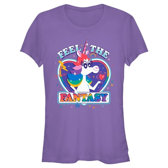 Junior's Inside Out Rainbow Unicorn Feel the Fantasy Graphic T-Shirt