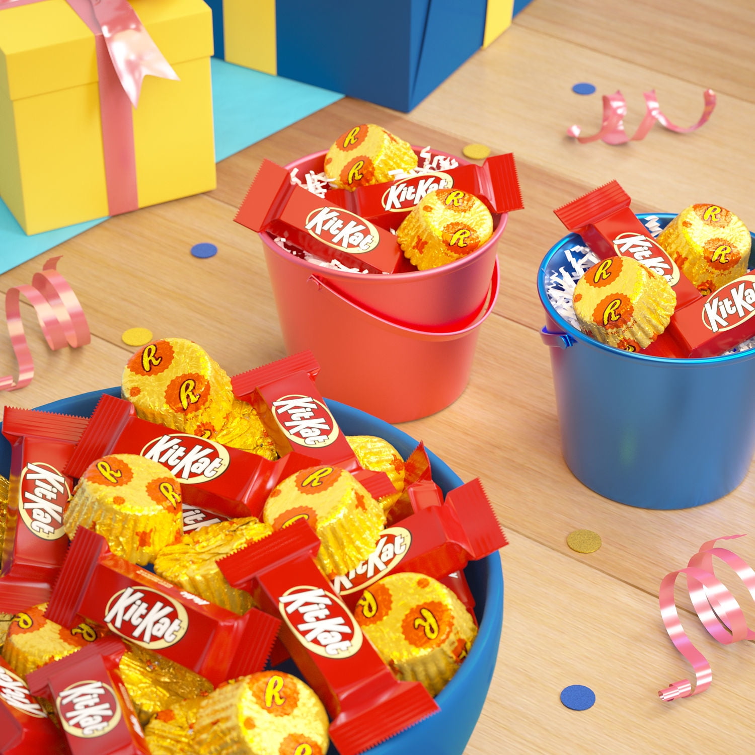 Kit Kat and Reese's Miniatures Assorted Milk Chocolate Candy, Family Bag 15 oz