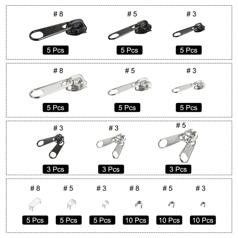 85pcs Zipper Repair Kit, EEEkit Zipper Replacement Kit with Sliders,  Stoppers, Install Plier