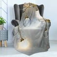 thumbnail image 4 of Industrial Soft Flannel Fleece Throw Blanket, Steampunk Style Antique Composition Brass Fastening Round Print, Cozy Plush for Indoor and Outdoor Use, 70" x 90", Yellow Grey White, by Ambesonne, 4 of 5