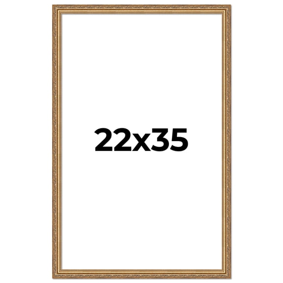 22x35 Frame Gold Solid Wood Picture Frame Width 1.25 Inches | Interior Frame Depth 0.375 Inches |