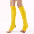 thumbnail image 6 of ManxiVoo Ribbed Knit Leg Warmers Stretchable Foot Covers for Dance Fitness Yoga and Retro Fashion Yellow, 6 of 6