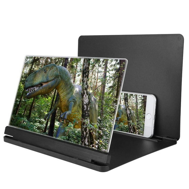 Amplificador de pantalla de teléfono móvil de 12 pulgadas, lupa de películas móviles de video HD, pantalla de teléfono celular Ampliar para todos los tipos de teléfonos móviles (Negro) Ampliar 4 ~ 6 V