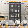 thumbnail image 4 of Premium Black Metal Storage Cabinet with Tempered Glass Doors, Adjustable Shelves, Anti-Tipping Device, Magnetic Silent Closure, and Adjustable Feet for Home and Office Use, 4 of 14