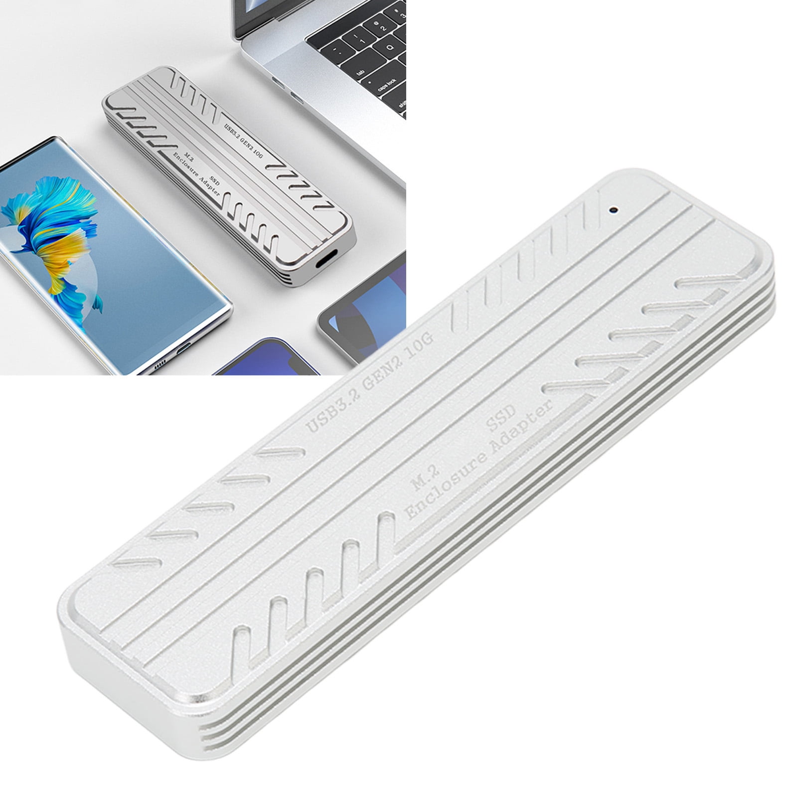 SSD Enclosure, USB3.2 Gen2 HDD Enclosure Multiple Cooling M.2 NVME  For PC For 2230 2242 2260 2280 SSD