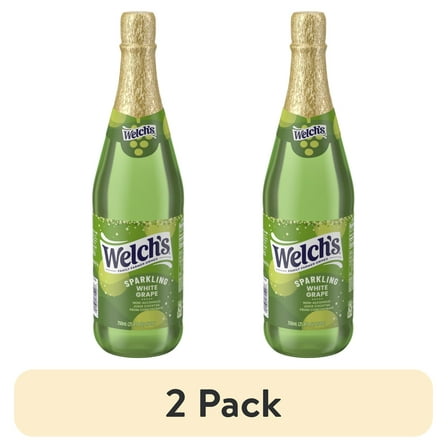 (2 pack) Welch's Non-Alcoholic Sparkling Juice Cocktail, White Grape, 25.4 fl oz Bottle