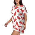 thumbnail image 2 of Wukai Watermelon Women's Pajama Set,Short-Sleeve Top and Shorts with Elastic Waistband and Pockets for Loungewear, Yoga, and Casual Wear-Large, 2 of 8
