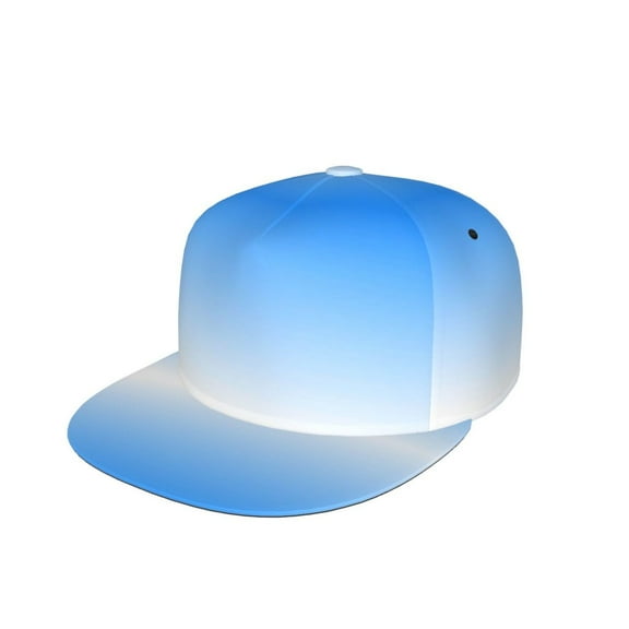 White Blue Gradient Flat Brim Trucker Cap Adjustable Snapback Hat For Men Women