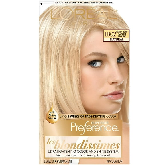 L'Oreal Paris Superior Preference Fade-Defying Shine Permanent Hair Color, LB02 Extra Light Natural Blonde, Pack of 1, Hair Dye