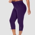 thumbnail image 6 of Htigea Clearance Pants for Women Clearance under $5,Women's Summer High Waisted Solid Color Capris Matching Slim Fitting Yoga Gym Pants Today Sales Purple 3XL, 6 of 7