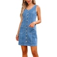 thumbnail image 6 of RoamHome Denim Womens Summer Dresses Vest Jumper Dresses with Buttons Women's Dresses​, 6 of 6