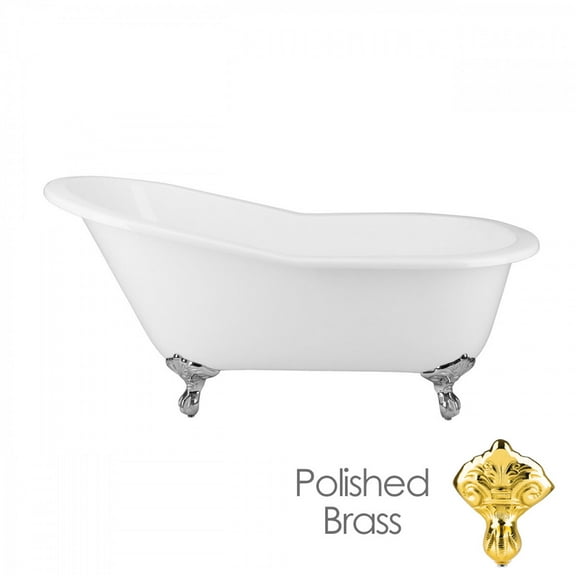 Mila 58 Inch Vintage Cast Iron Slipper Clawfoot Tub - Rim Faucet Drillings