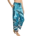 thumbnail image 3 of Cauagu Underwater Dolphin Scene Pajama Pants for Women Loose Fit Wide Leg Trouser Pants Casual Elastic Waist Drawstring Lounge Pants, 3 of 6
