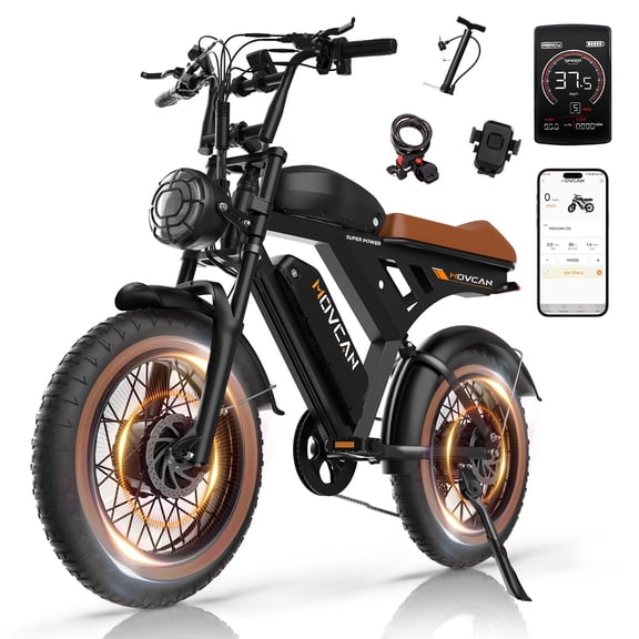 MOVCAN V30 Pro Max Electric Bike for Adults, 3000W(Peak) Motor, 20" Fat Tire Ebike, 37.5MPH 100 Miles, 48V 31.2Ah Dual Battery Motorcycle Ebike for Off-roading