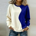 thumbnail image 2 of HomeDM Women's Sweatshirts Long Sleeve, Crew Neck Casual Shirts Color Block Pullover Tops - Blue/2XL, 2 of 5
