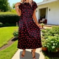 thumbnail image 2 of Jinhong Summer Polka Dots Dresses for Women Satin Short Sleeve Slip Midi Dress Elegant Fashion Zipper Fitted Pullover Dresses Black,M, 2 of 6