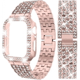 thumbnail image 2 of XIHAMA Compatible Apple Watch Band with Case Series iwatch6/5/4/3/2/1, Bling Full Diamond Rhinestone Women Girl Jewelry Dressy Crystal Replacement Adjustable Band for Watch Band, Rosepink(40mm), 2 of 6