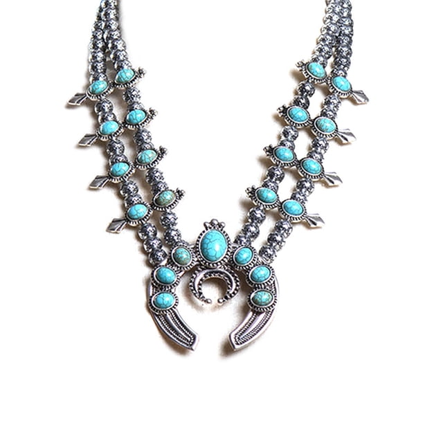 UPOUART Collar Bohemio De Aleación Con Delicado Y Turquesa Para Ocasiones Formales