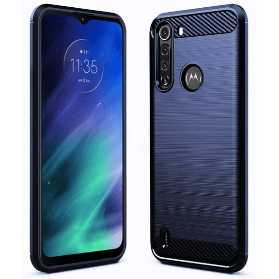 Moto one Fusion Case TPU Shock Absorption Technology Raised Bezels Protective for Motorola Moto one Fusion（TPU Blue）