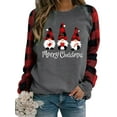 thumbnail image 2 of Qiylii Women Christmas Cartoon T shirt  Plaid Long Sleeve O-Neck Sweatshirt, 2 of 4