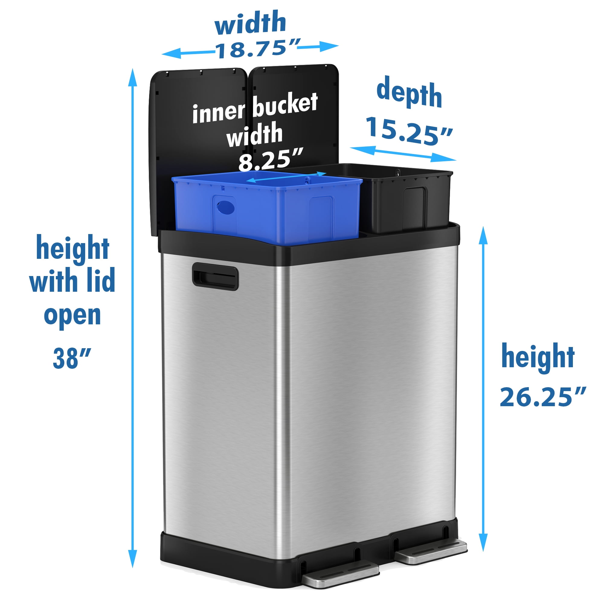 Itouchless Softstep Stainless Steel Step Recycler Trash Can 60 Itouchless Softstep Stainless Steel