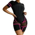 Women's Color Block Rash Guard Mesh Splicing UPF 50 Surf Suit Knee