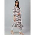 thumbnail image 6 of Janasya Indian Women's White Cotton Floral Block Print Kurta with Pant and Dupatta, 6 of 10