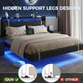 thumbnail image 6 of IDEALSOUL King Size Floating Bed Frame with Upholstered Storage Headboard, Metal Platform Bed with Charging Station & LED,No Box Spring Needed,Easy to Assemble (King,Black), 6 of 14