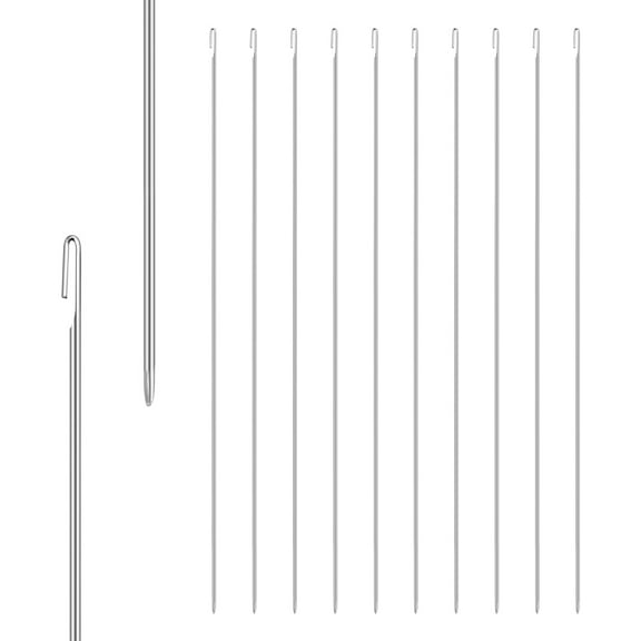 FENGGUIQU Open Hook Beading Needles Silver Alloy DIY Bead Threading Tool 10Pcs