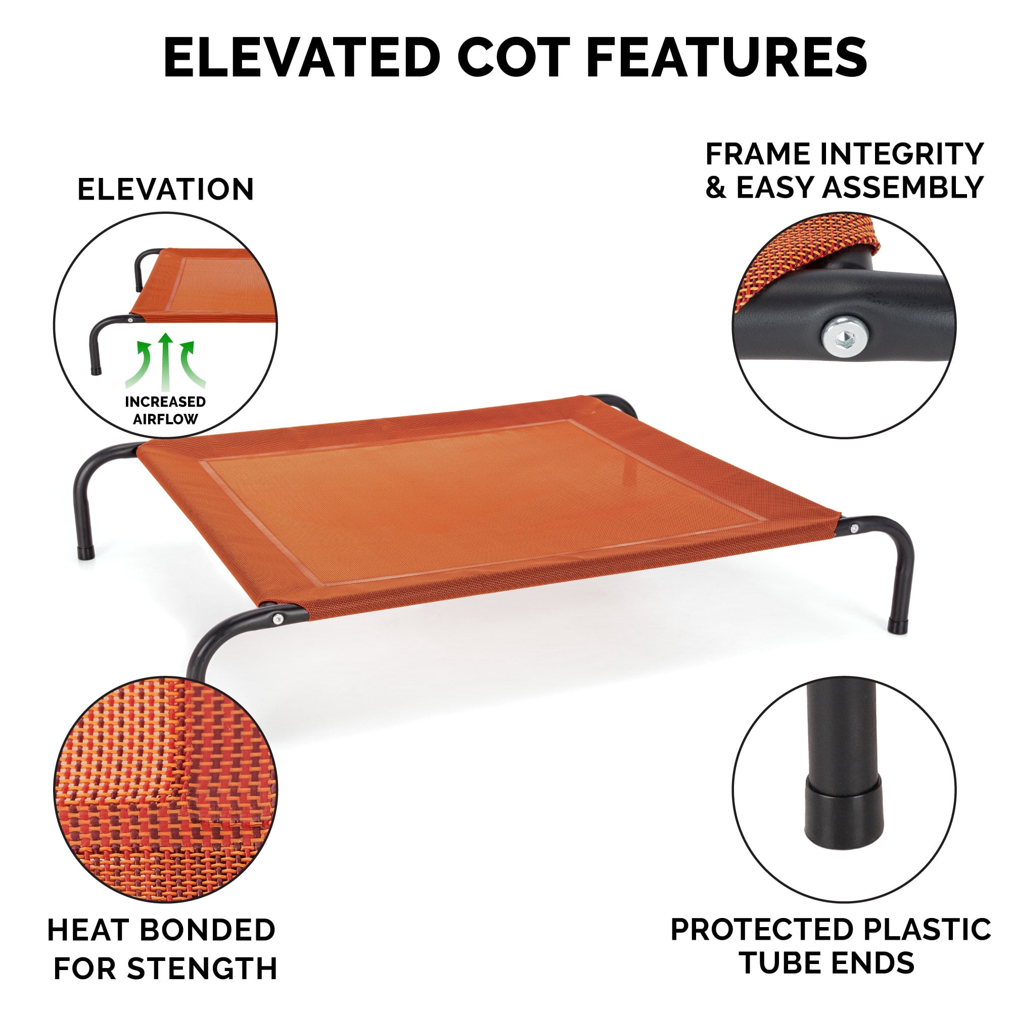 Elevated Cot Pet Bed, Cooling, Terracotta Red, Medium, 1 Count