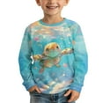 thumbnail image 3 of DISNIMO Blue Sea Turtle tshirt for kids girls long sleeve shirt size 3-4 shirts girls crew neck t shirt for girls long sleeve tops for girls loose fit t shirts for birthday tee shirts, 3 of 7