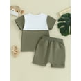 thumbnail image 3 of Bagilaanoe 2pcs Toddler Baby Boy Shorts Set Short Sleeve Contrast Color T Shirt Tops + Shorts 6M 12M 18M 24M 3T Kids Casual Summer Clothes, 3 of 8