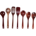 thumbnail image 1 of Juego de utensilios de cocina de madera, cucharas de madera para cocinar, juego de espátulas de cocina de madera de teca natural que incluye paquete de 7, 1 of 8