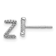 14k White Gold Diamond Initial Z Earrings