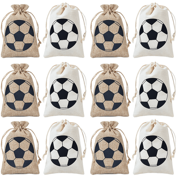 CaraMart 12pcs Soccer Drawstring Bag Football Team Party Present Candy Sack Bulk