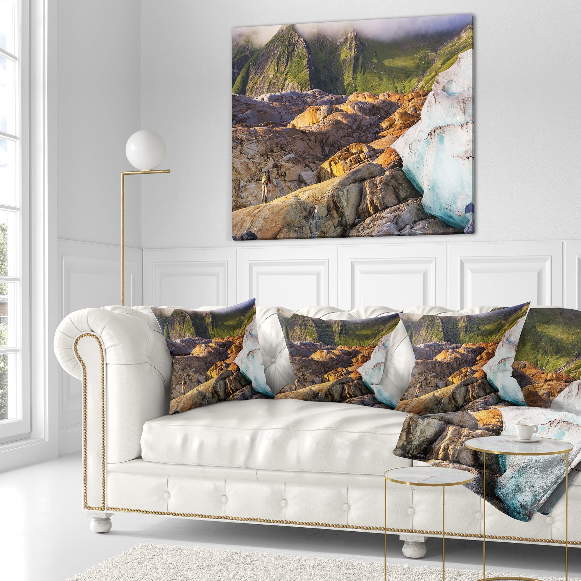 Designart Hike in Norway Mountains - Landscape Printed Throw Pillow - 18x18