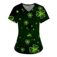 thumbnail image 3 of Fashion Tees for Womens Holiday Scrub Tops St. Patrick's Day Print Short Sleeve V Neck Tops Nursing Working Uniform, 3 of 4