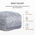 thumbnail image 4 of Chero Distressed Diamond 22" Square Pouf Ottoman Blue and Beige, 4 of 8