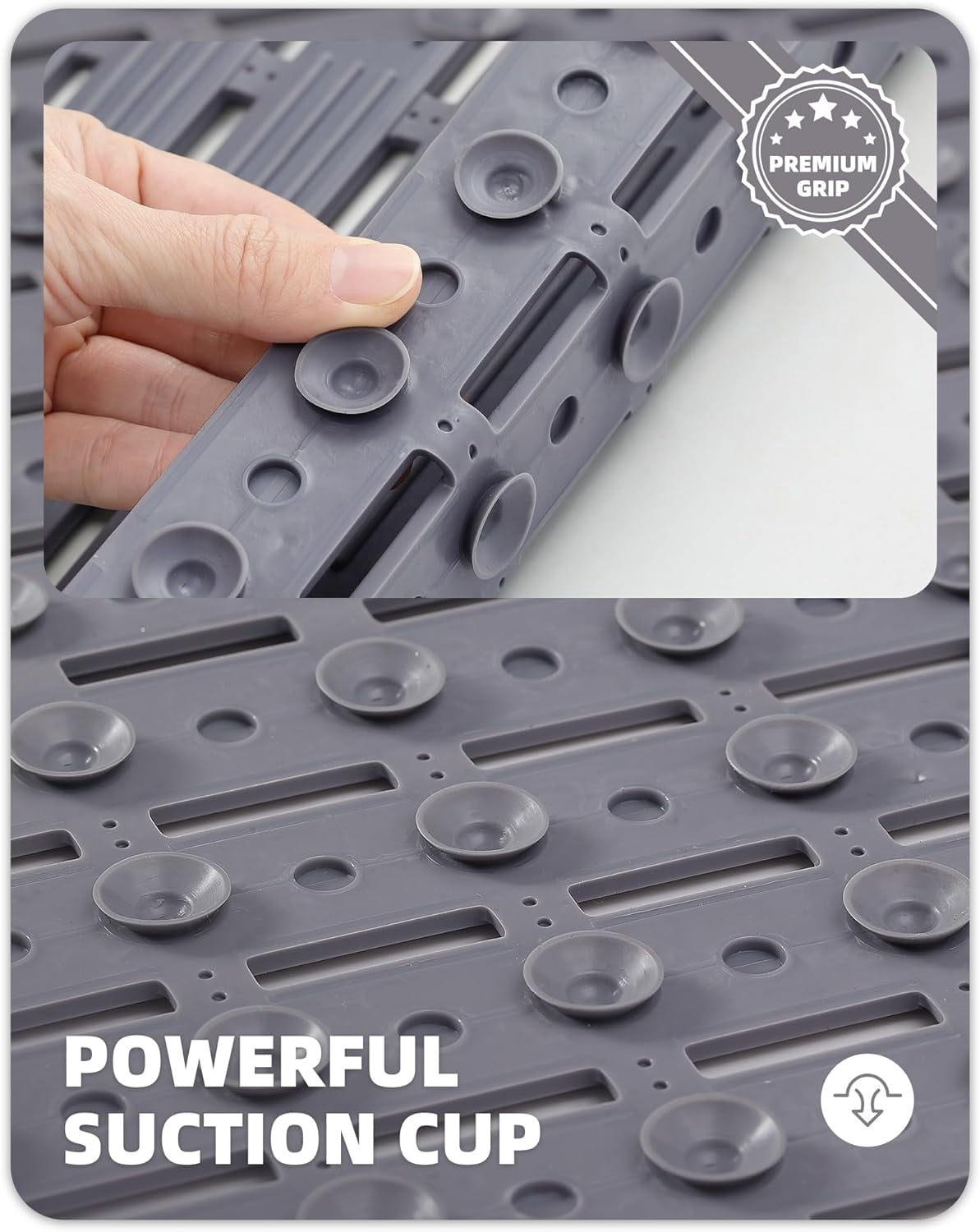 Shower Mat 16"x36", Extra Long Bathtub Mat Non Slip with Suction Cups, Bath Matts for Shower Floor/Inside Shower, Quick Dry, Easy Clean