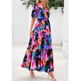 thumbnail image 7 of PRETTYGARDEN Women's Summer Maxi Dress Resort Wear Boho Floral V Neck Puff Short Sleeve Ruffle Flowy Beach Long Dresses, 7 of 7