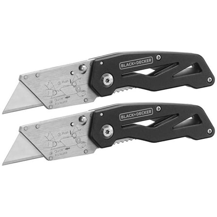 BLACK DECKER Utility Knife, Folding, 2 Pack (BDHT10001)