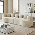 thumbnail image 4 of Kepooman 106.3" Compressed Seating Sofa with 6 Pillows and Luxury Corduroy Four-Seater, Boneless Couch with Deep Seat Design for Living Room, Bedroom, Beige, 4 of 7