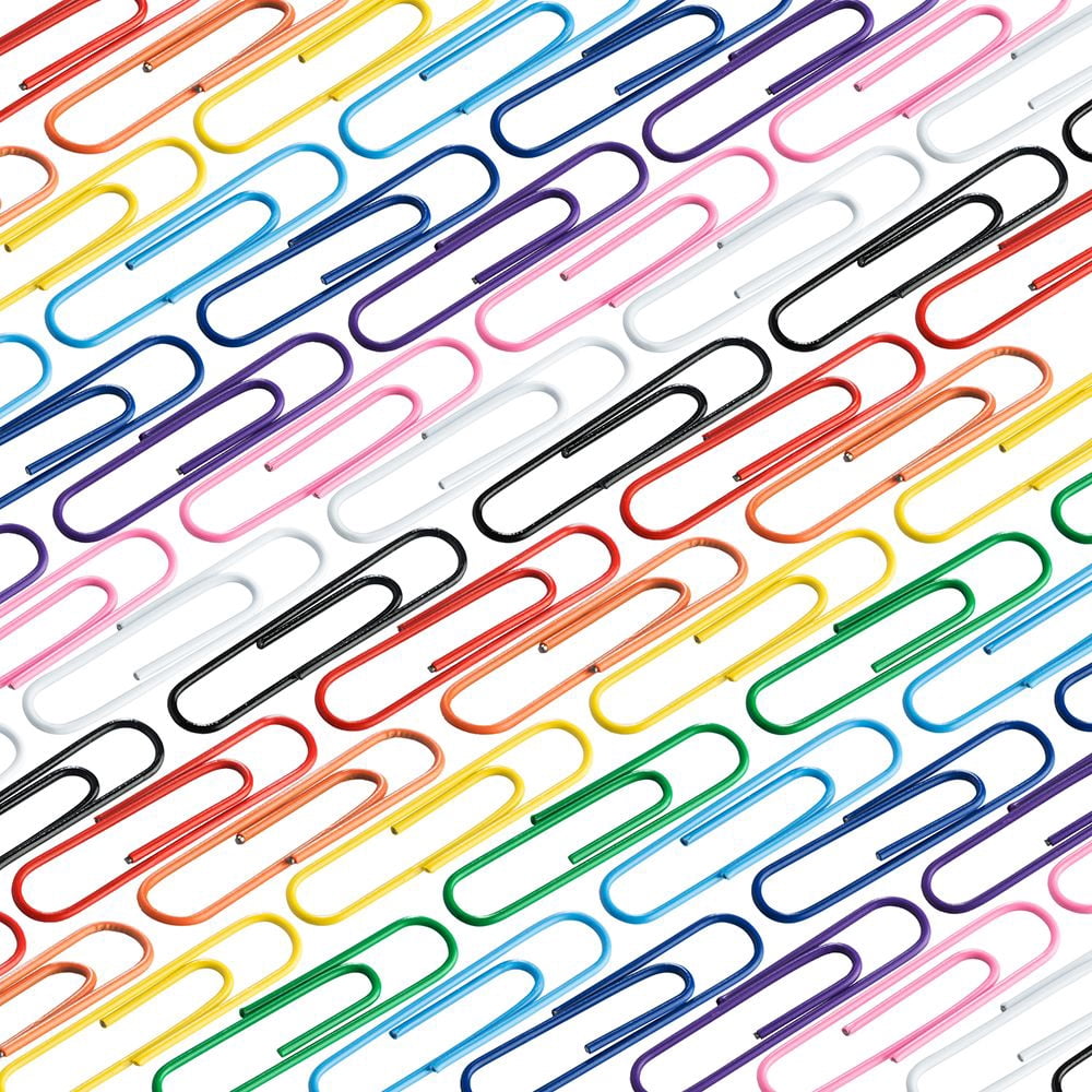 JAM Paper Jumbo Paper Clips, 10 Packs of 75, Assorted Colors, Large