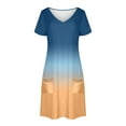 thumbnail image 3 of Liquidation d'Été 2025! Robe Grande Taille pour Femmes, Liquidation de Robe d'Été pour Femmes, Mode Féminine Robe Décontractée à Manches Courtes Dégradées Col en V, 3 of 4