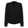 thumbnail image 4 of Women's Waffle Texture Zip Up Jacket, Long Sleeve Lightweight Cardigan, Casual Loose Fit Sweatshirt, Soft Fall Fashion Top, Breathable Open Front Coat, Comfortable Layering Piece Black L, 4 of 8