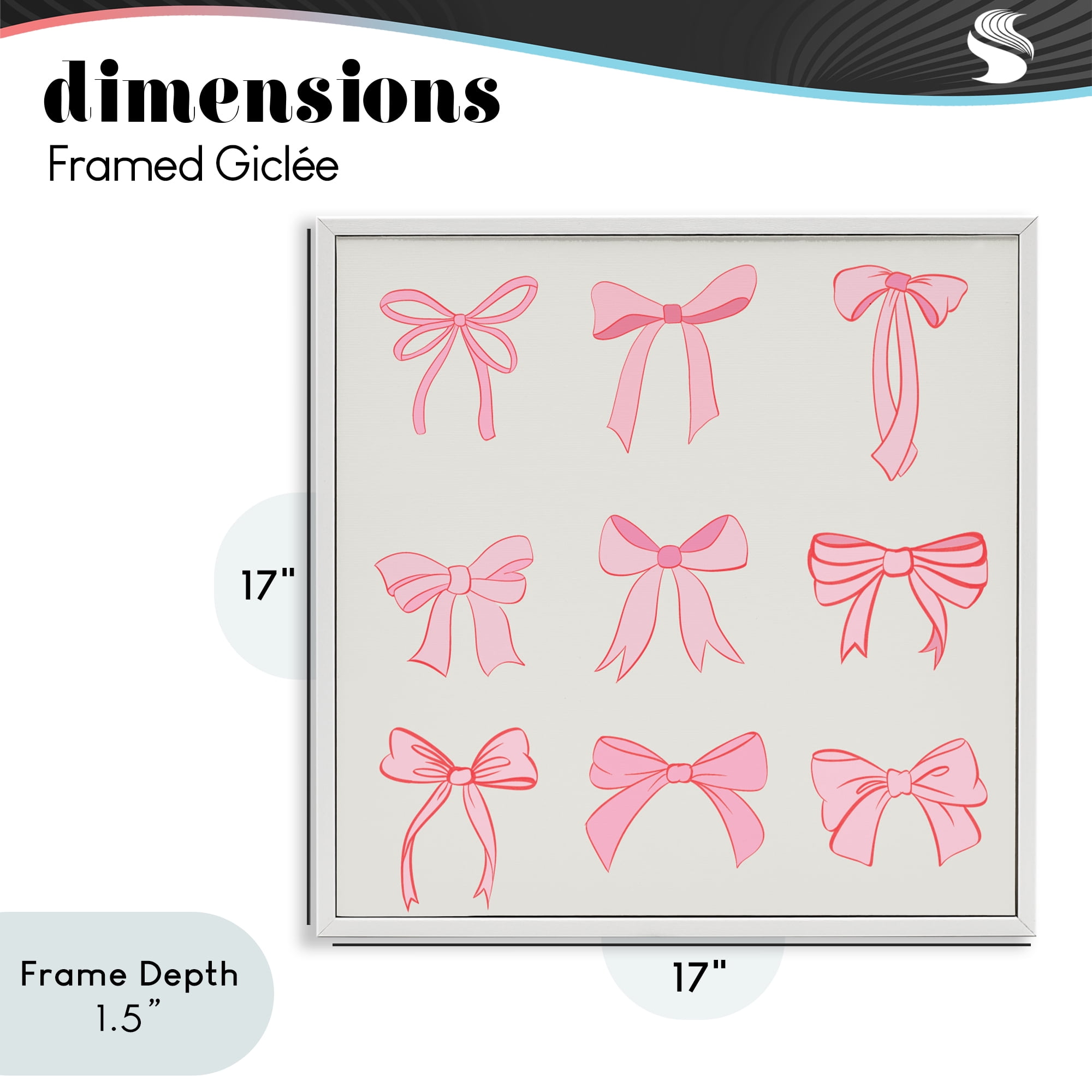 Stupell Industries Pink Coquette Ribbons White Framed Giclee Art, design by Emily Navas