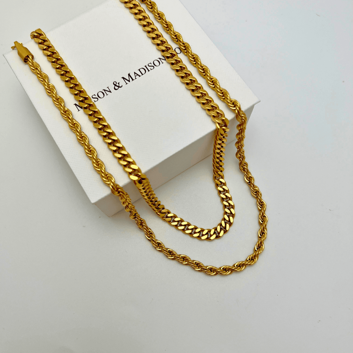 18K Gold Chain Necklace Set for Women, Best Trending Trendy Gold Chain Necklace Set Gift for Women, Lady, Mother, Wife, Mason & Madison Co.